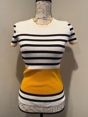 Philosophy Striped Short-Sleeve Knit Top